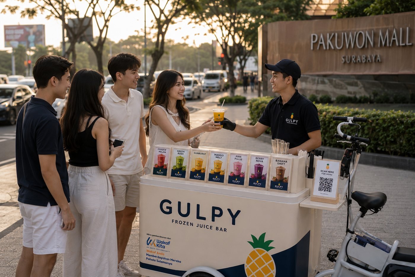 A Gulpy vendor serving a customer